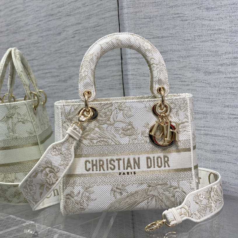 Dior Medium Embroidered Lady D-lite Bag - FashionPlug