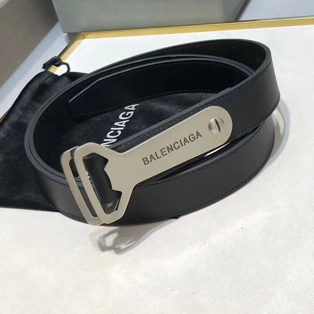 Balenciaga Bottle Opener D Ring Belt In Black - FashionPlug