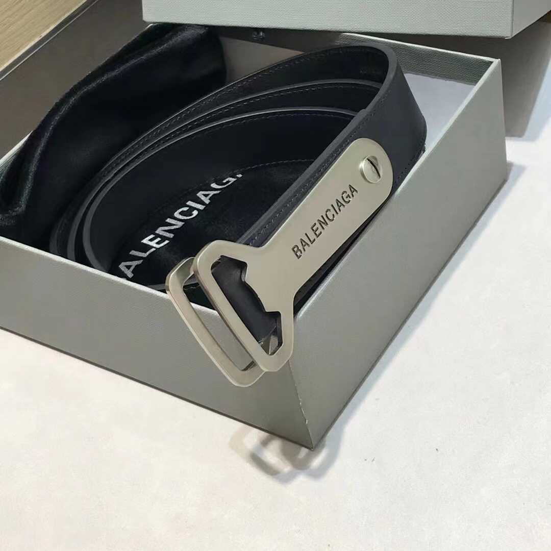 Balenciaga Bottle Opener D Ring Belt In Black - FashionPlug