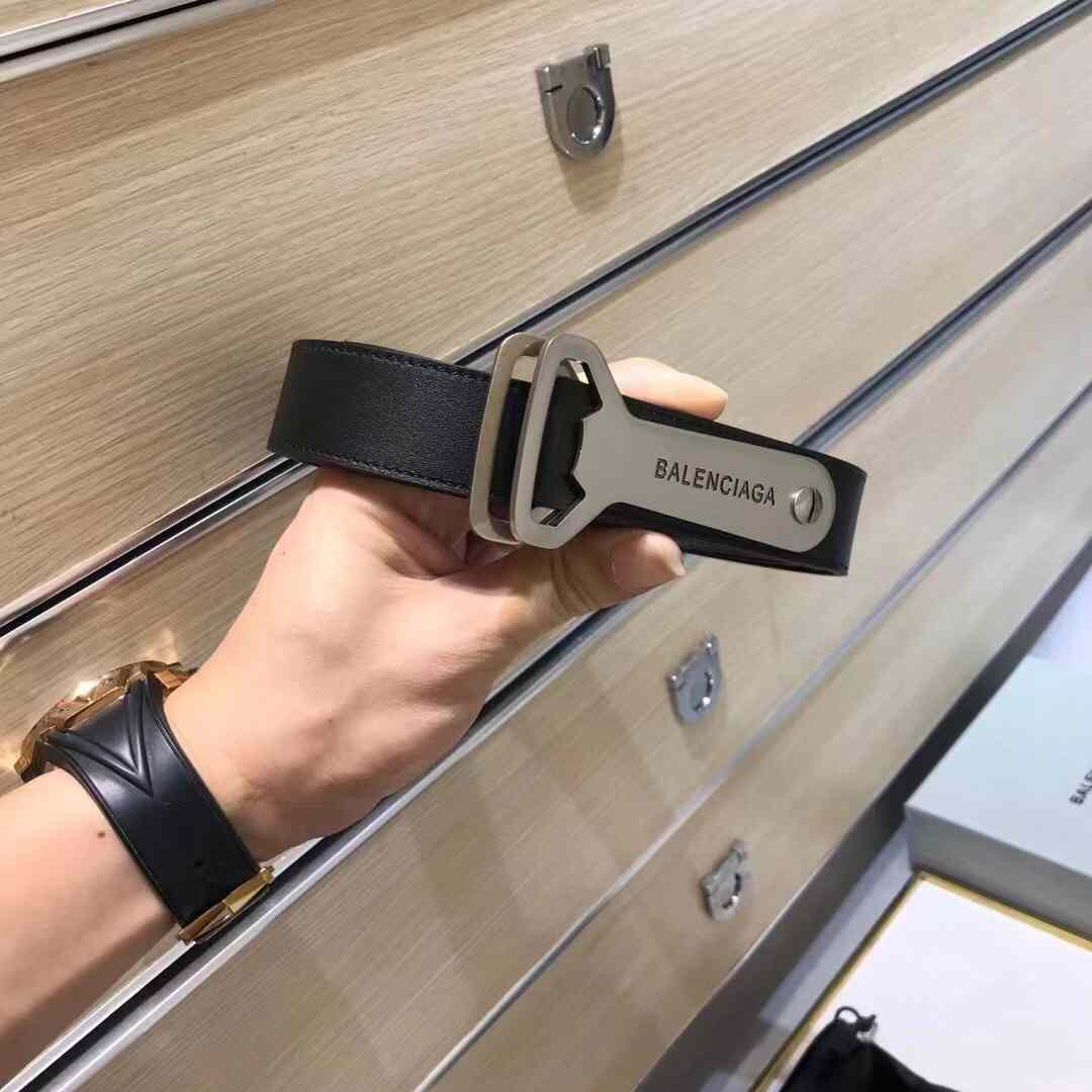 Balenciaga Bottle Opener D Ring Belt In Black - FashionPlug