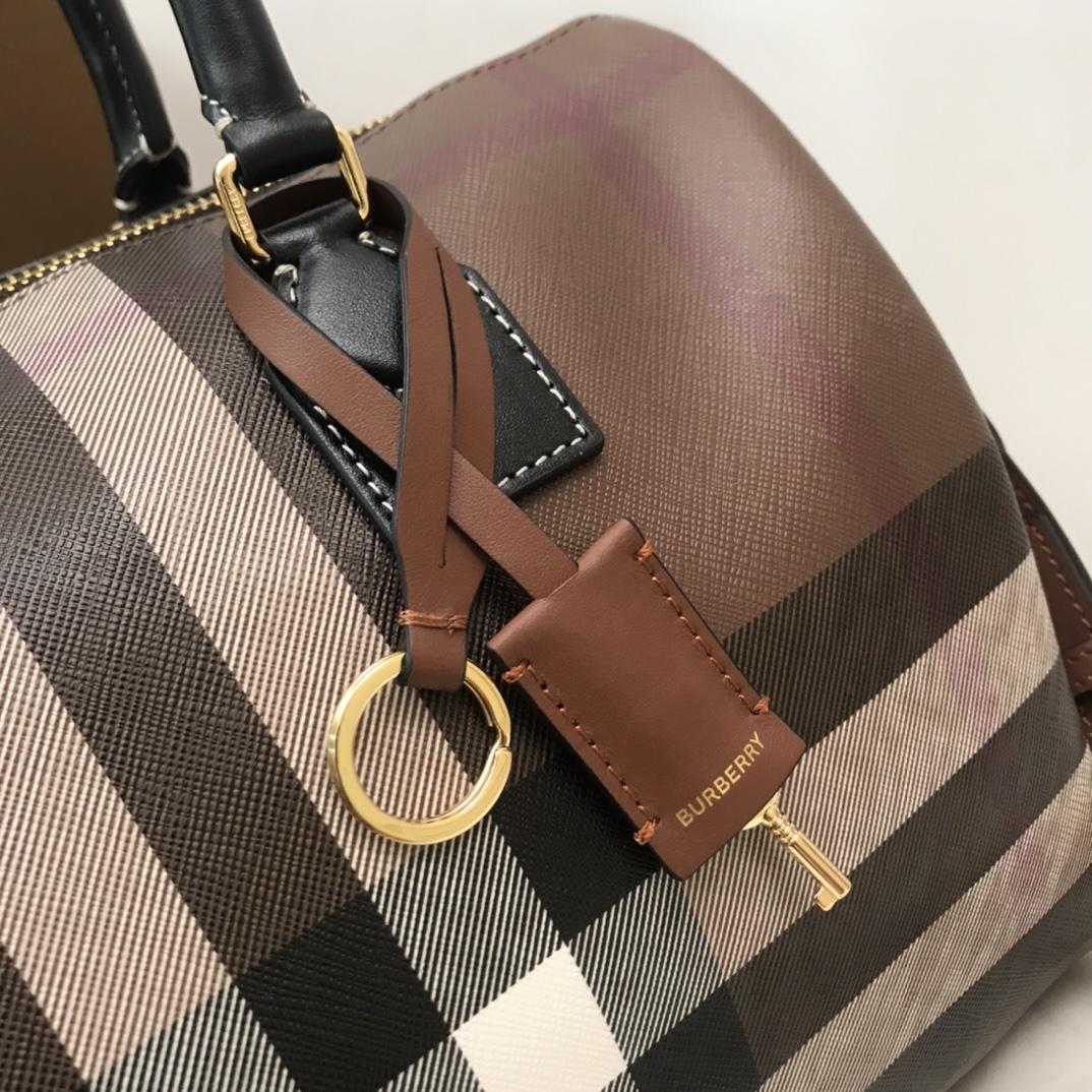 Burberry Medium Check-pattern Leather Bowling Bag (30 x 15 x 21cm) - FashionPlug