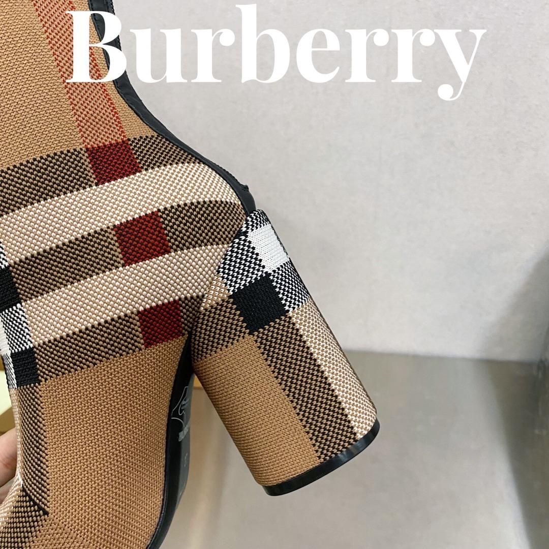 Burberry Knitted Check Sock Boots - FashionPlug