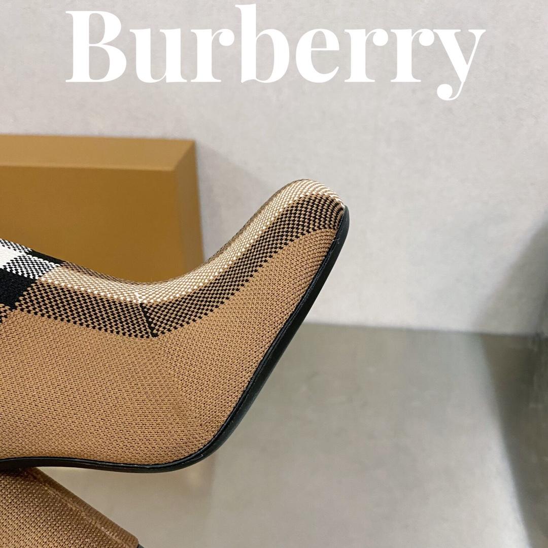 Burberry Knitted Check Sock Boots - FashionPlug