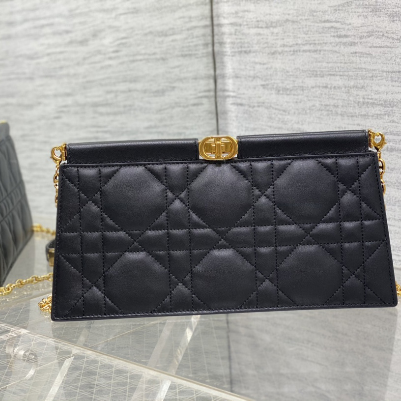 Dior Caro Colle Noire Clutch With Chain - FashionPlug