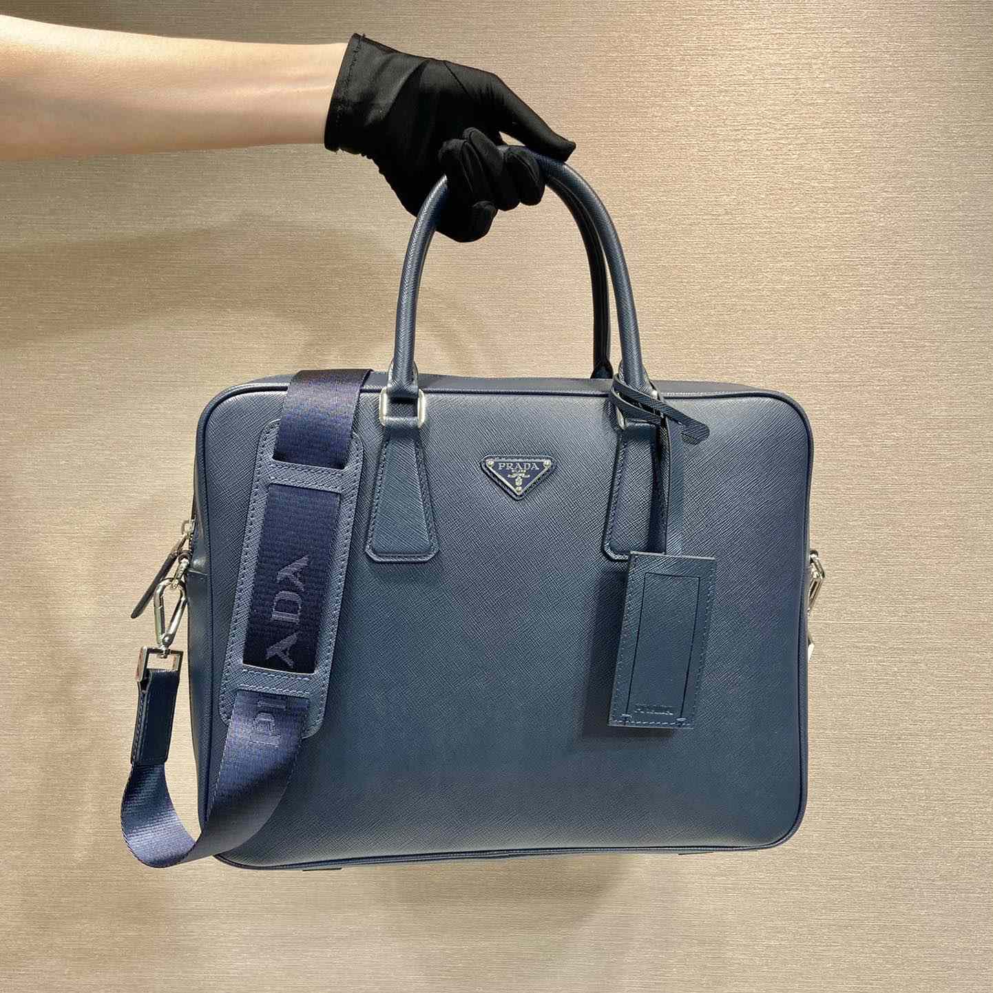 Prada Saffiano Leather Work Bag - FashionPlug