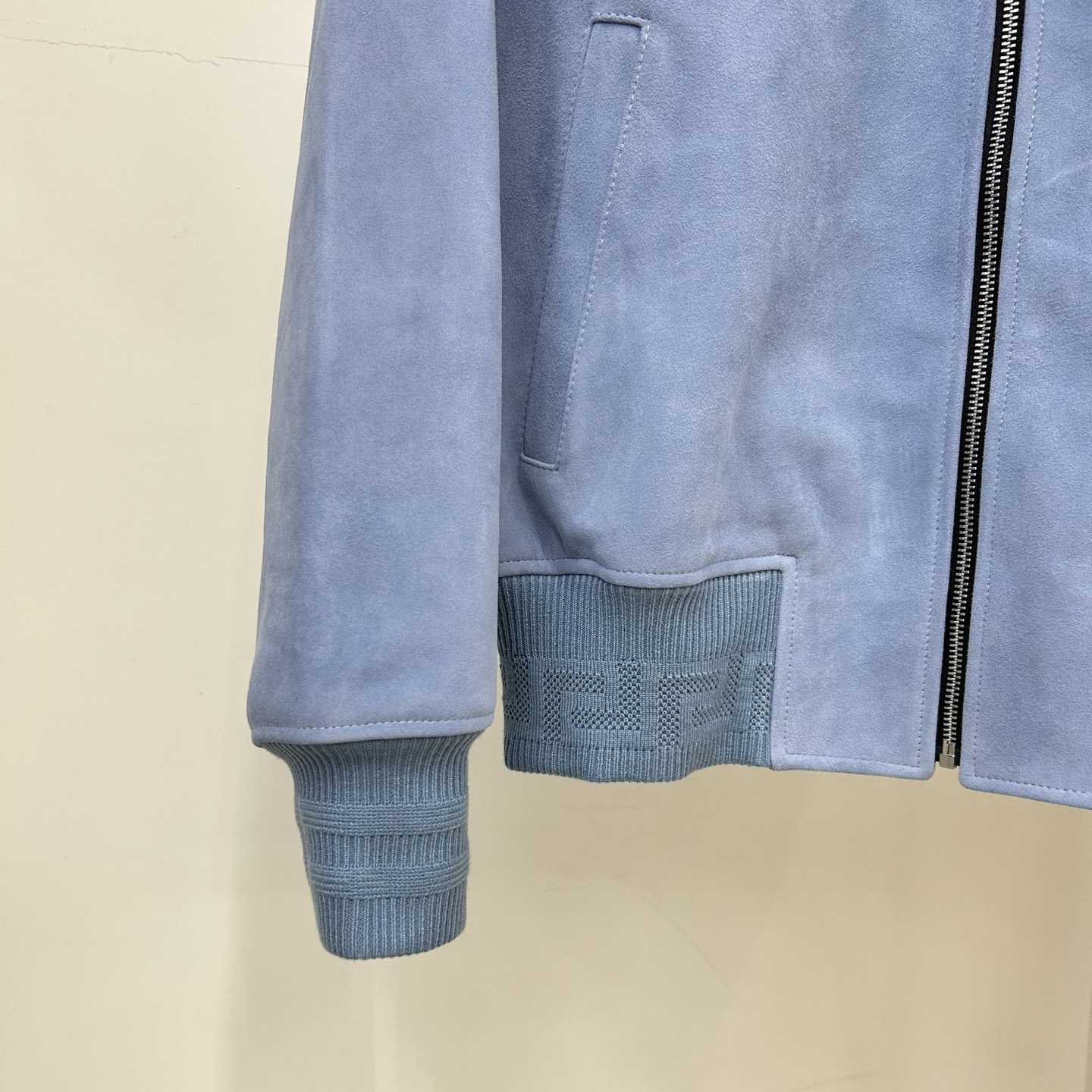 Versace Seashell Baroque Logo Suede Jacket - FashionPlug