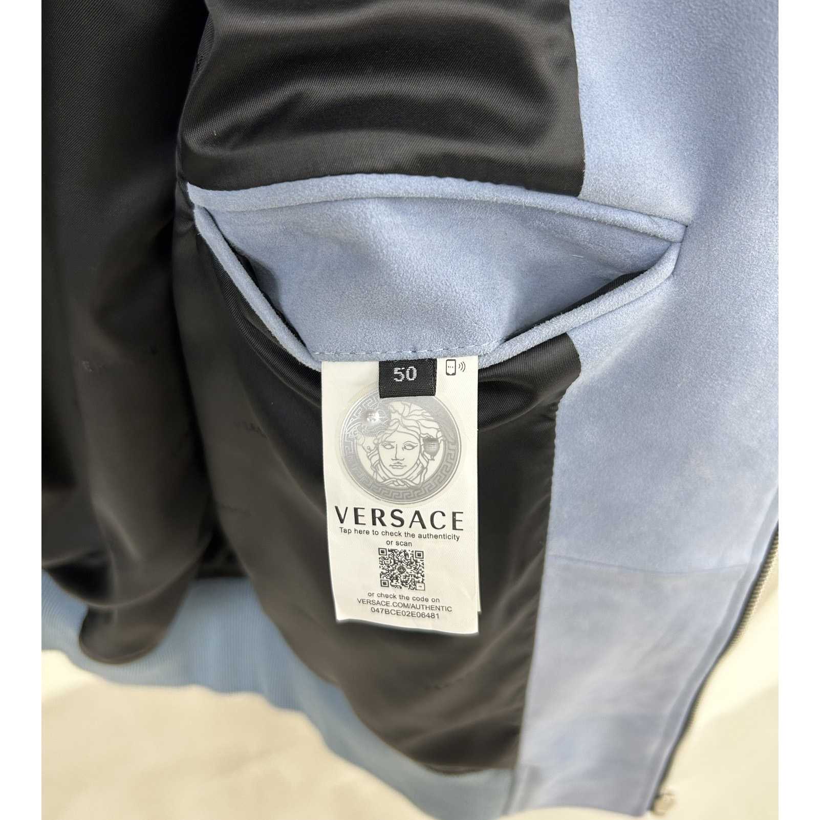 Versace Seashell Baroque Logo Suede Jacket - FashionPlug