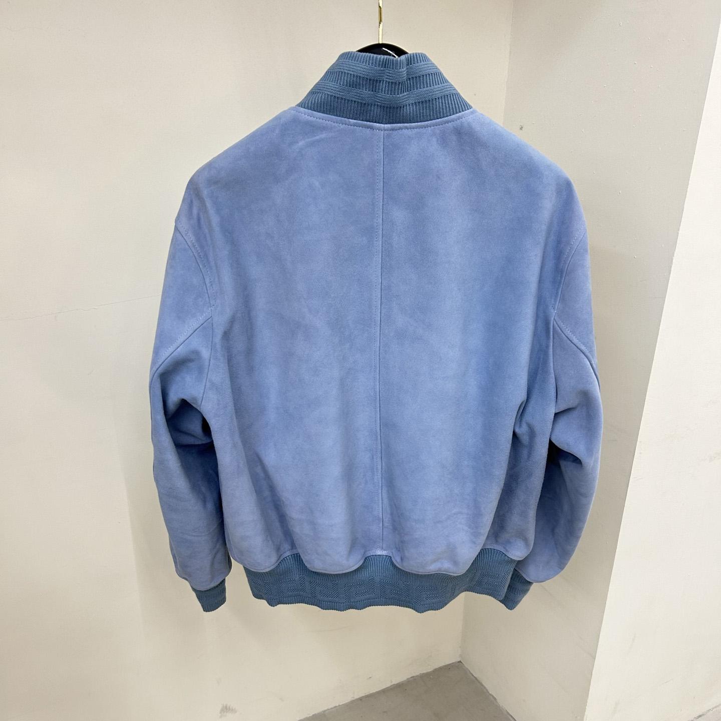 Versace Seashell Baroque Logo Suede Jacket - FashionPlug