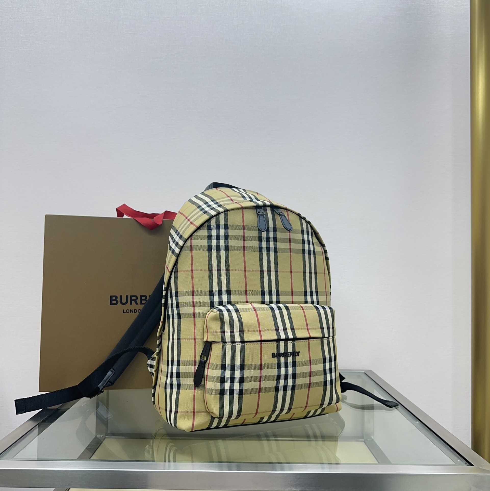 Burberry Checked Fabric Backpack  (30.5-14.5-42.5cm) - FashionPlug