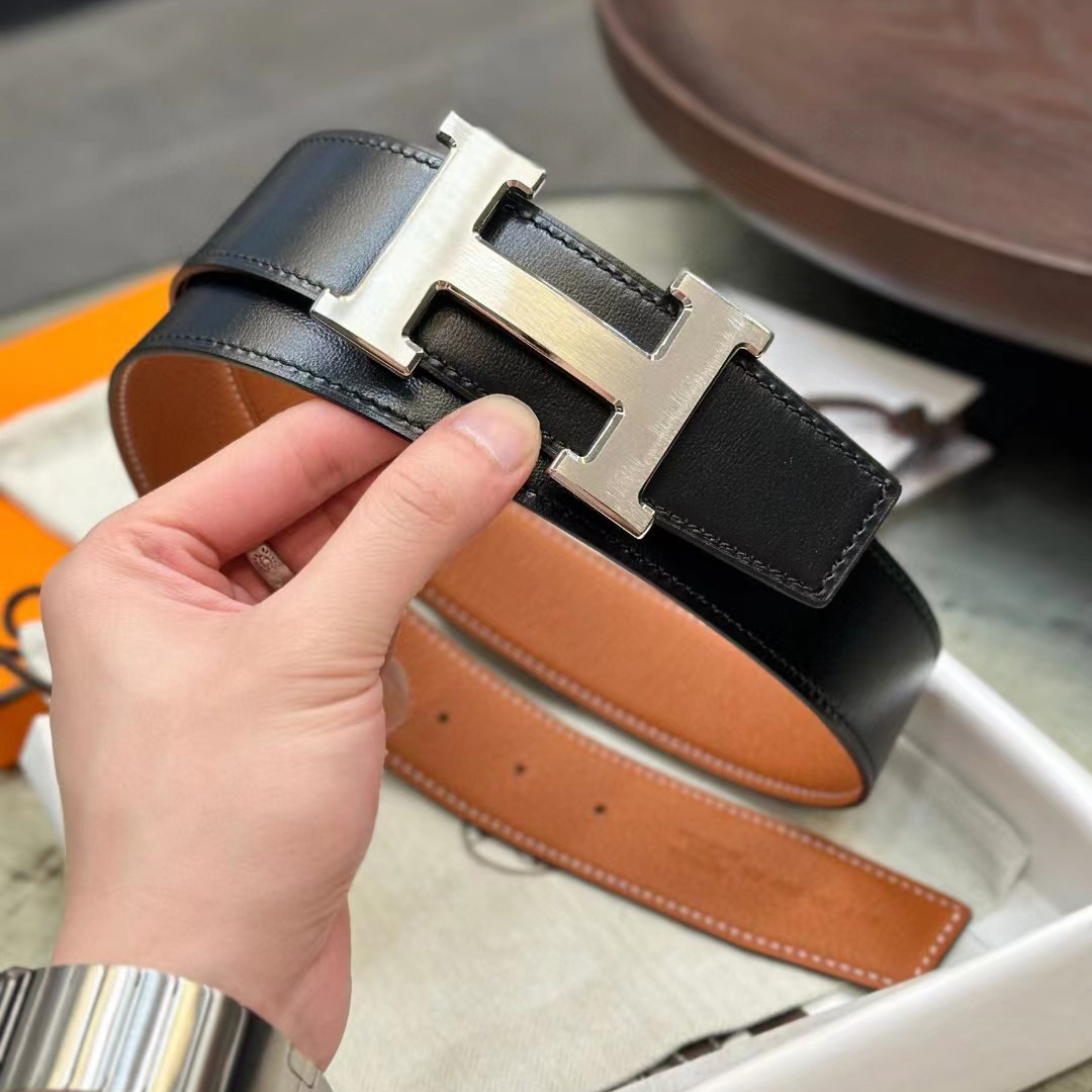 Hermes H Belt Buckle & Reversible Leather Strap - FashionPlug