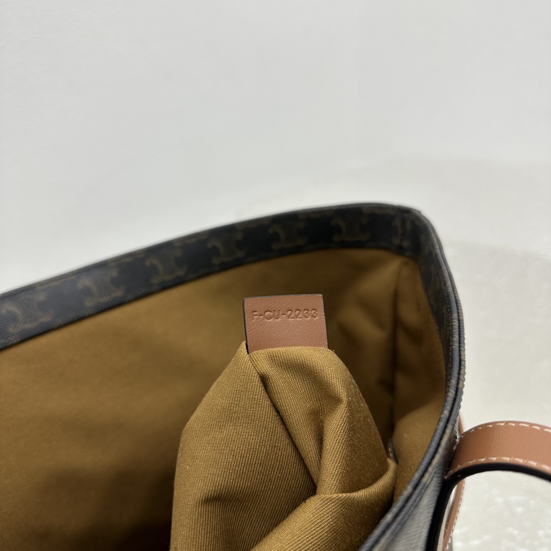 Celine Cabas Drawstring In Triomphe Canvas And Calfskin Tan - FashionPlug