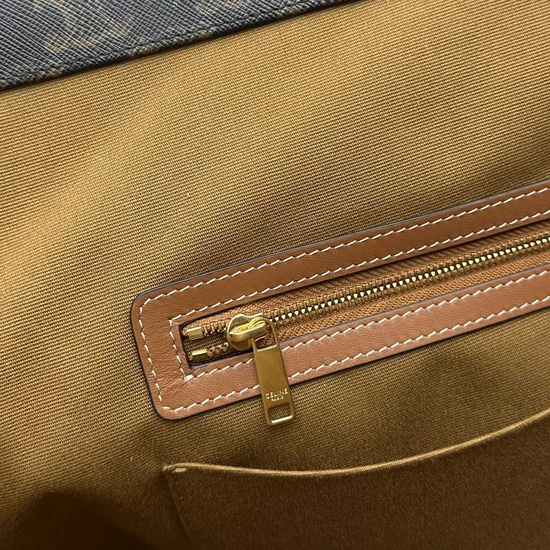Celine Cabas Drawstring In Triomphe Canvas And Calfskin Tan - FashionPlug