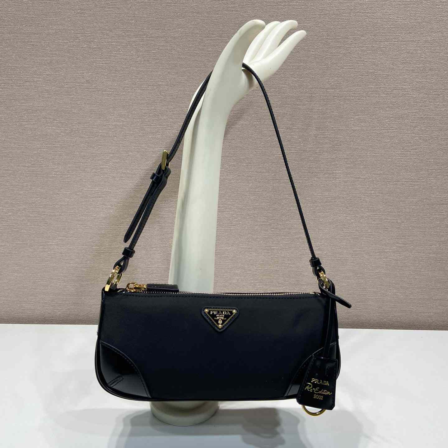 Prada Re-Edition 2002 Re-Nylon And Brushed Leather Shoulder Bag - FashionPlug