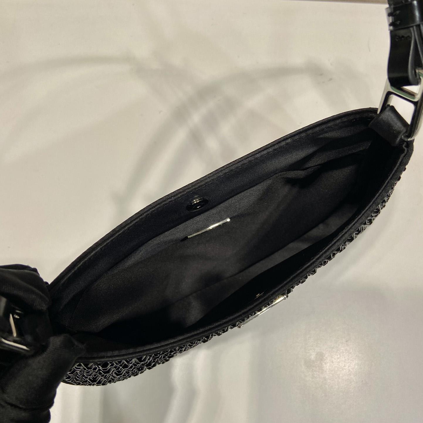 Prada Cleo Satin Bag With Crystals - FashionPlug