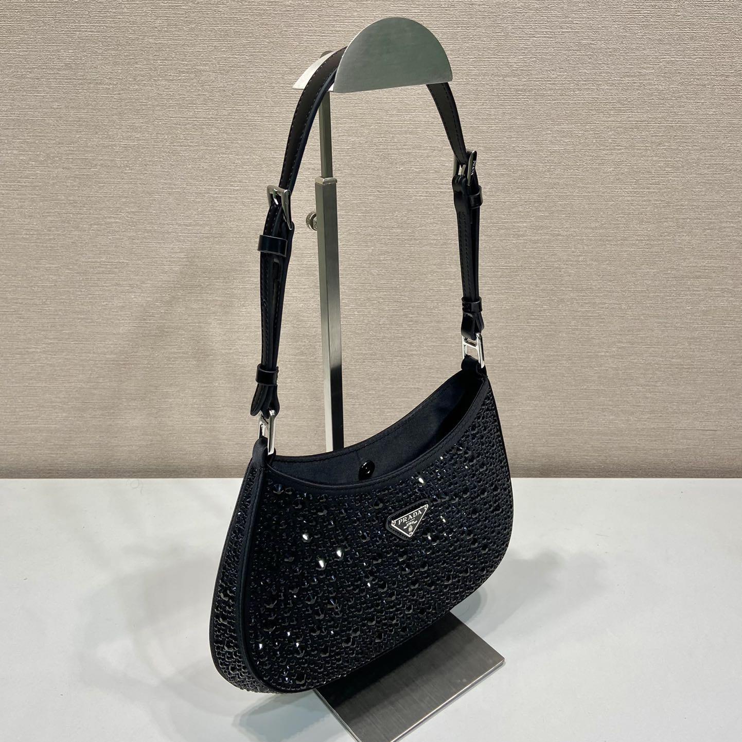 Prada Cleo Satin Bag With Crystals - FashionPlug