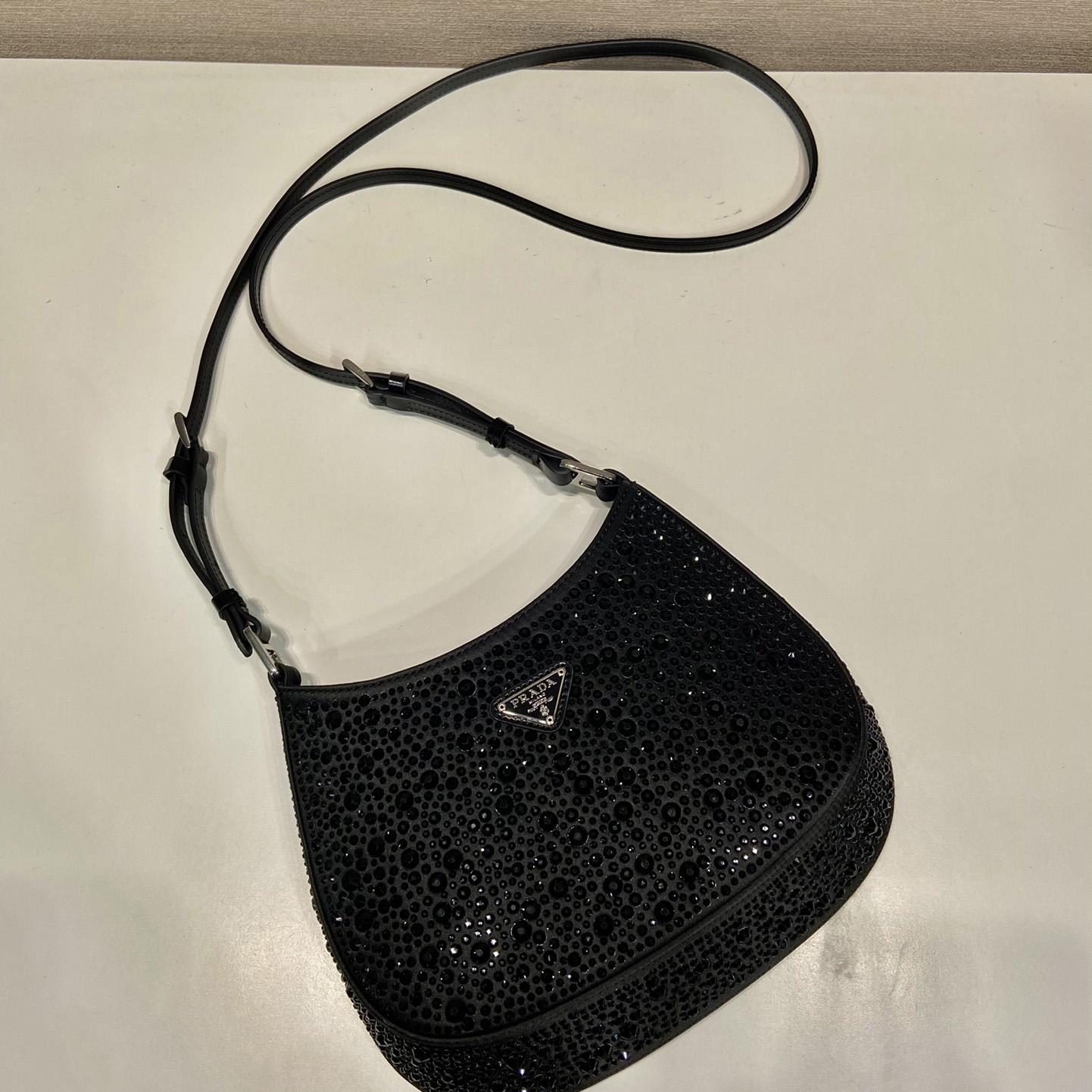 Prada Cleo Satin Bag With Crystals - FashionPlug