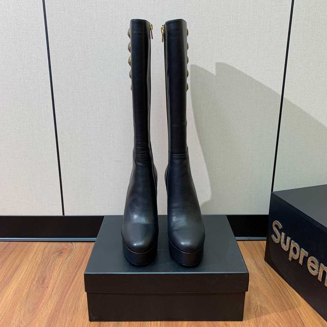Balmain Brune Leather Boots - FashionPlug