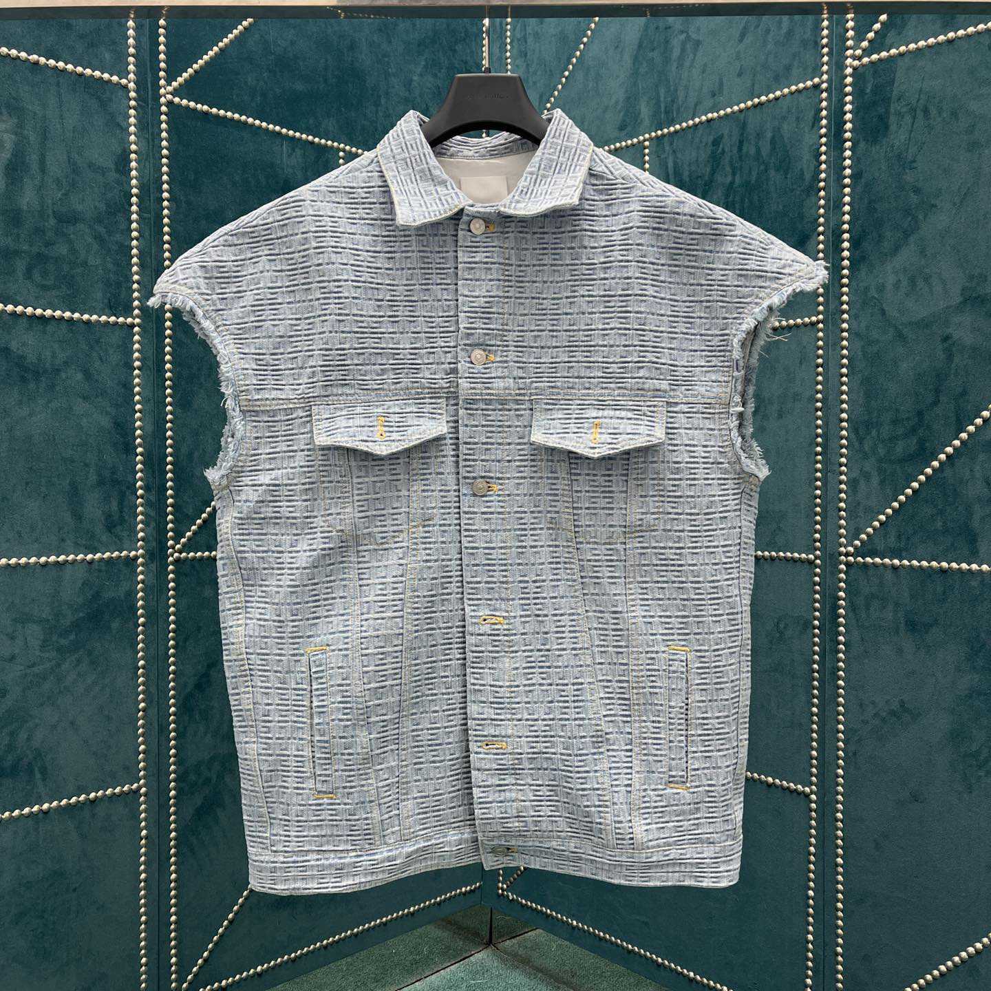 Givenchy 4G Denim Oversized Sleeveless Jacket - FashionPlug