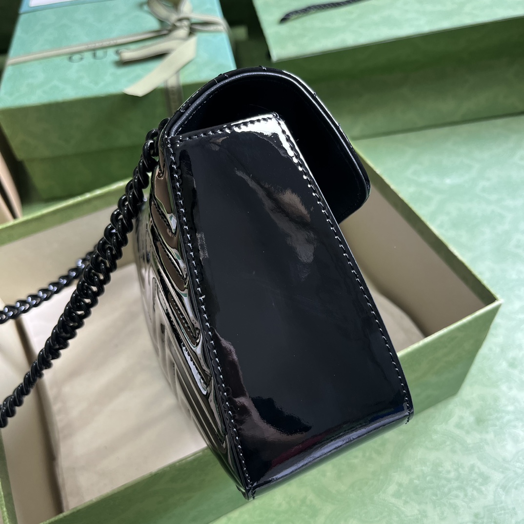 Gucci GG Marmont Patent Small Shoulder Bag - FashionPlug