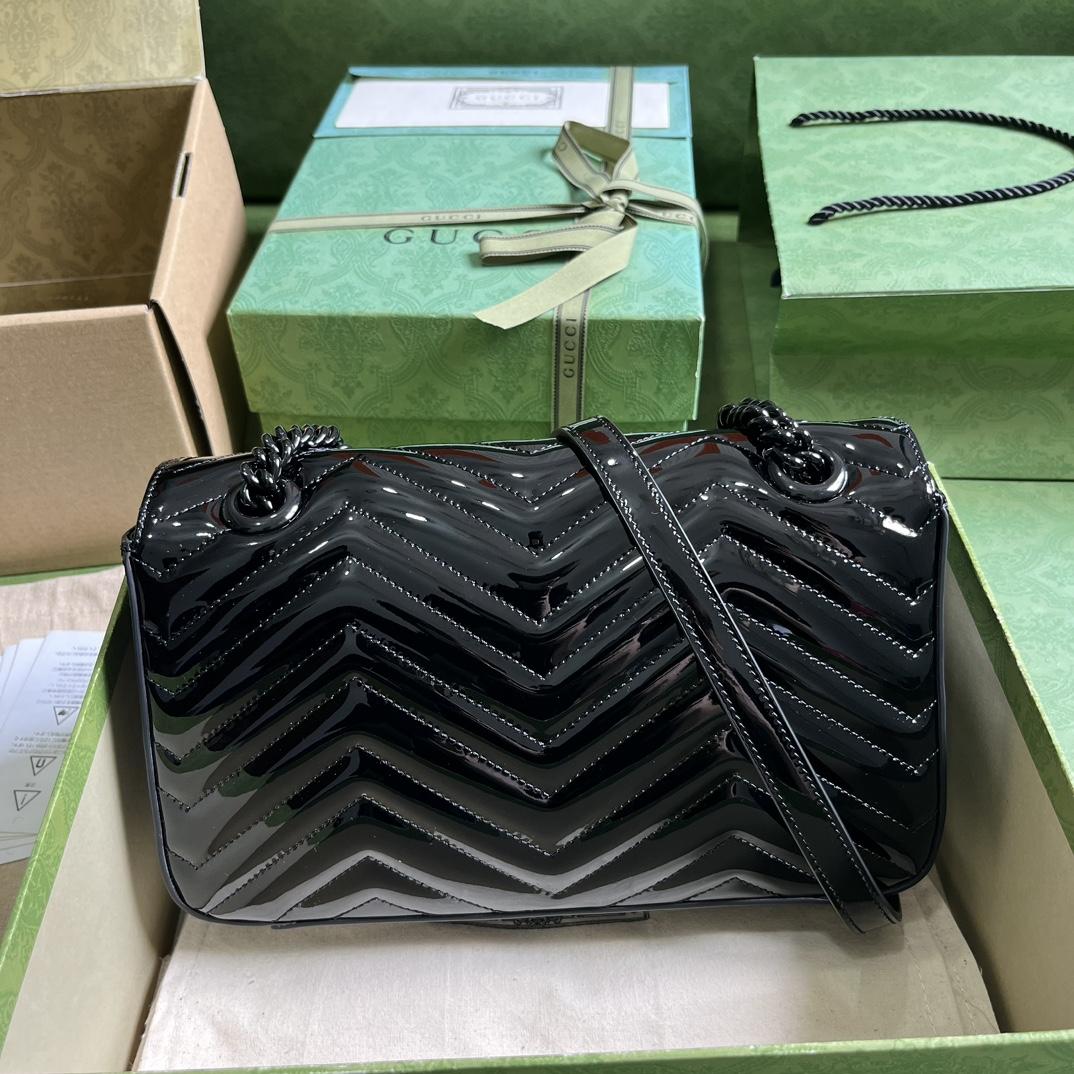 Gucci GG Marmont Patent Small Shoulder Bag - FashionPlug
