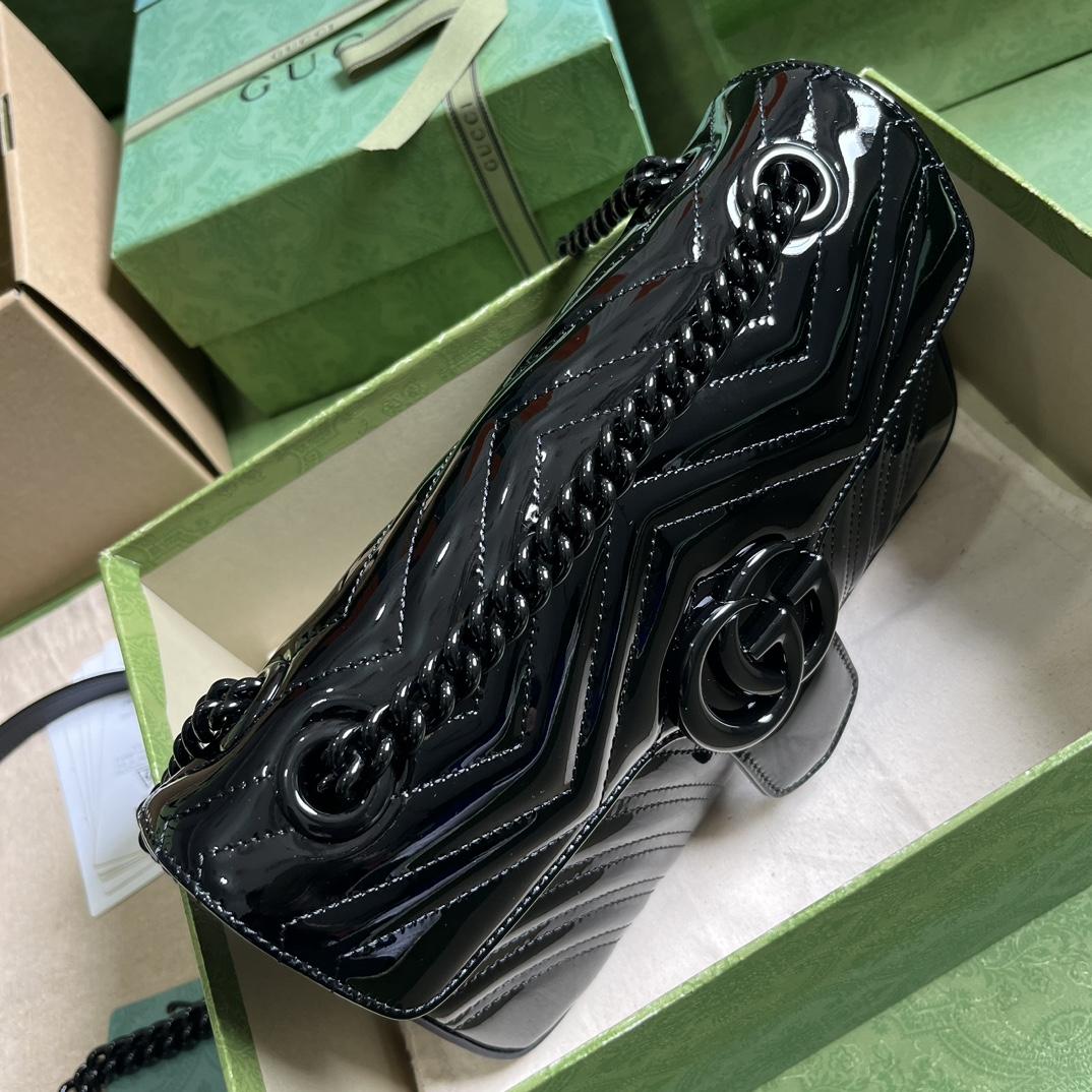 Gucci GG Marmont Patent Small Shoulder Bag - FashionPlug