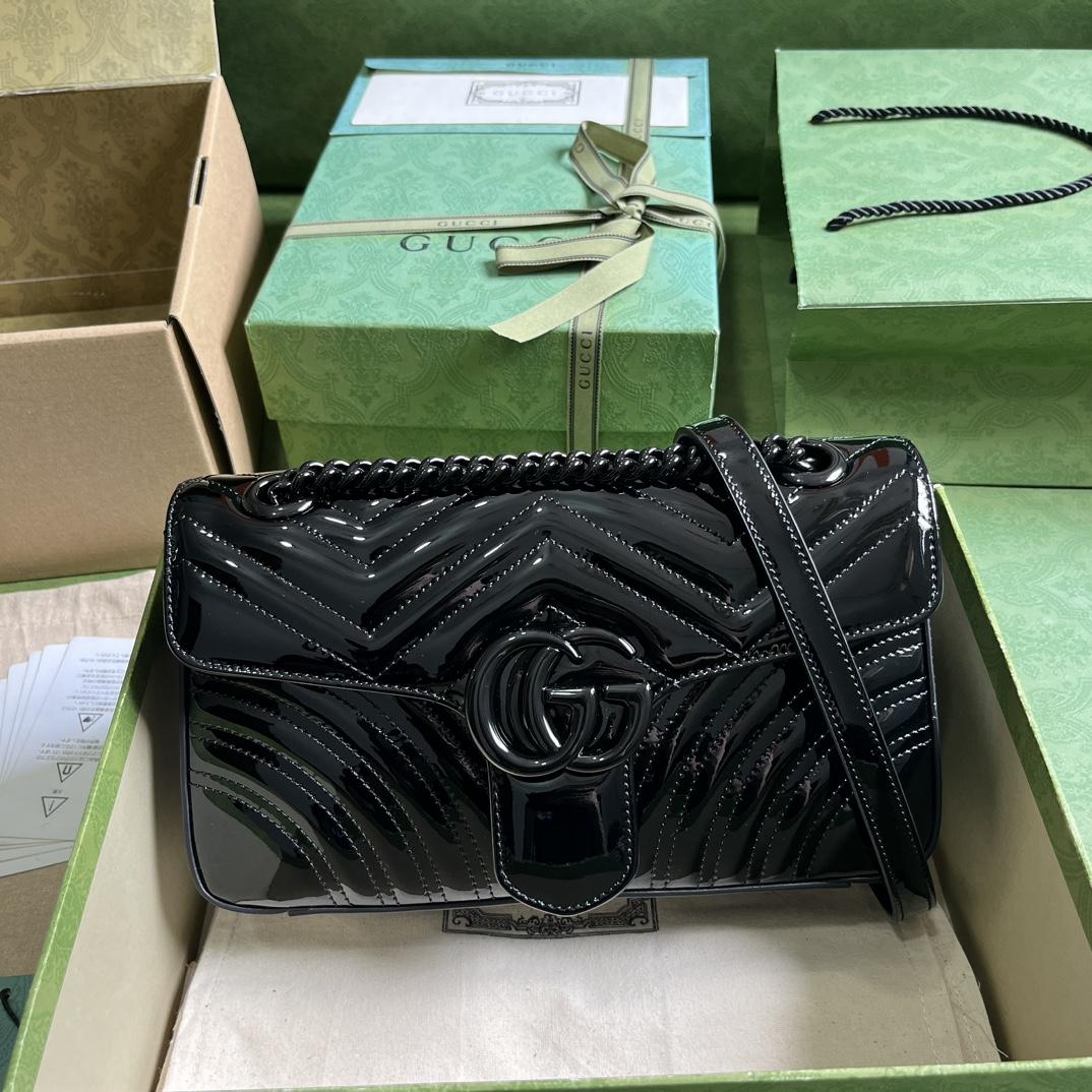 Gucci GG Marmont Patent Small Shoulder Bag - FashionPlug