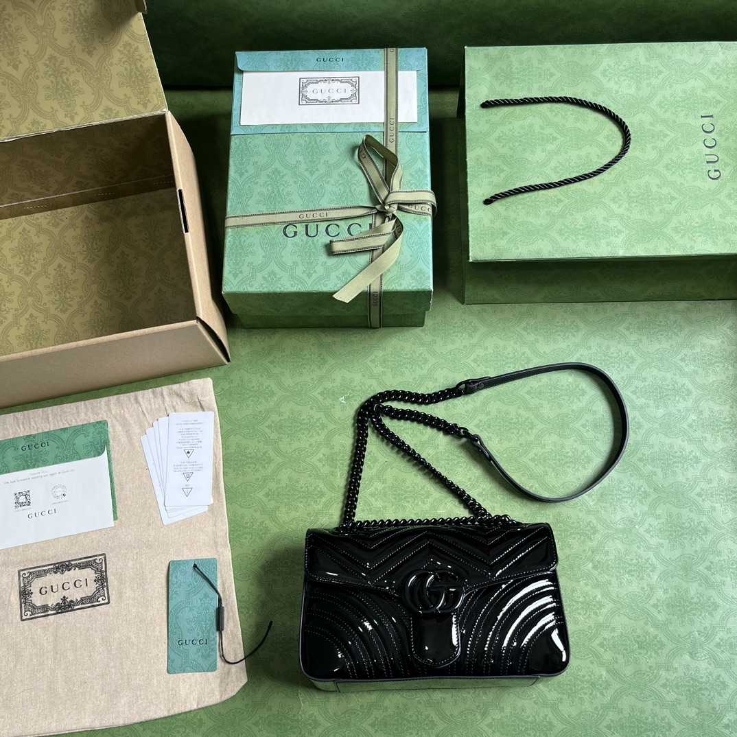 Gucci GG Marmont Patent Small Shoulder Bag - FashionPlug