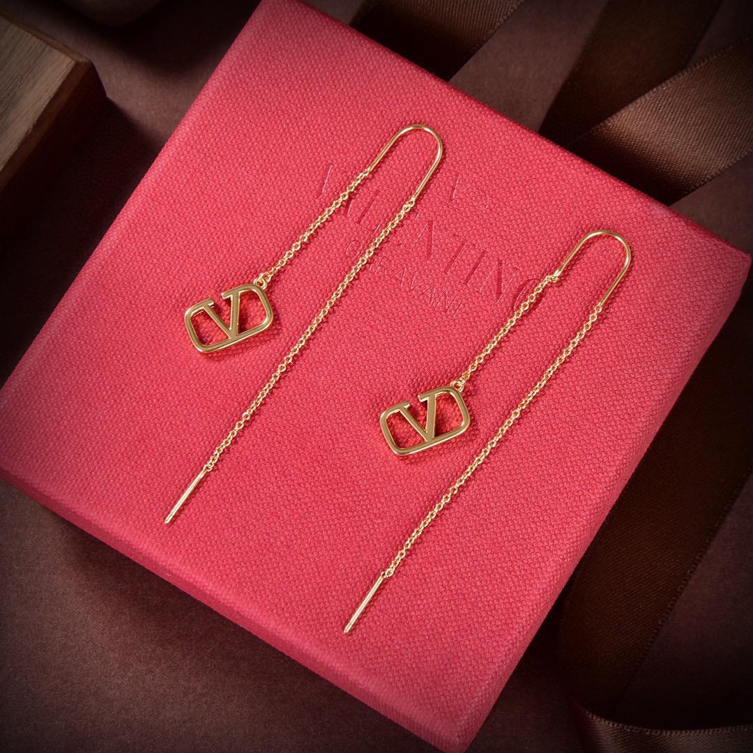 Valenti Gold Garavani VLogo Dangle Earrings - FashionPlug