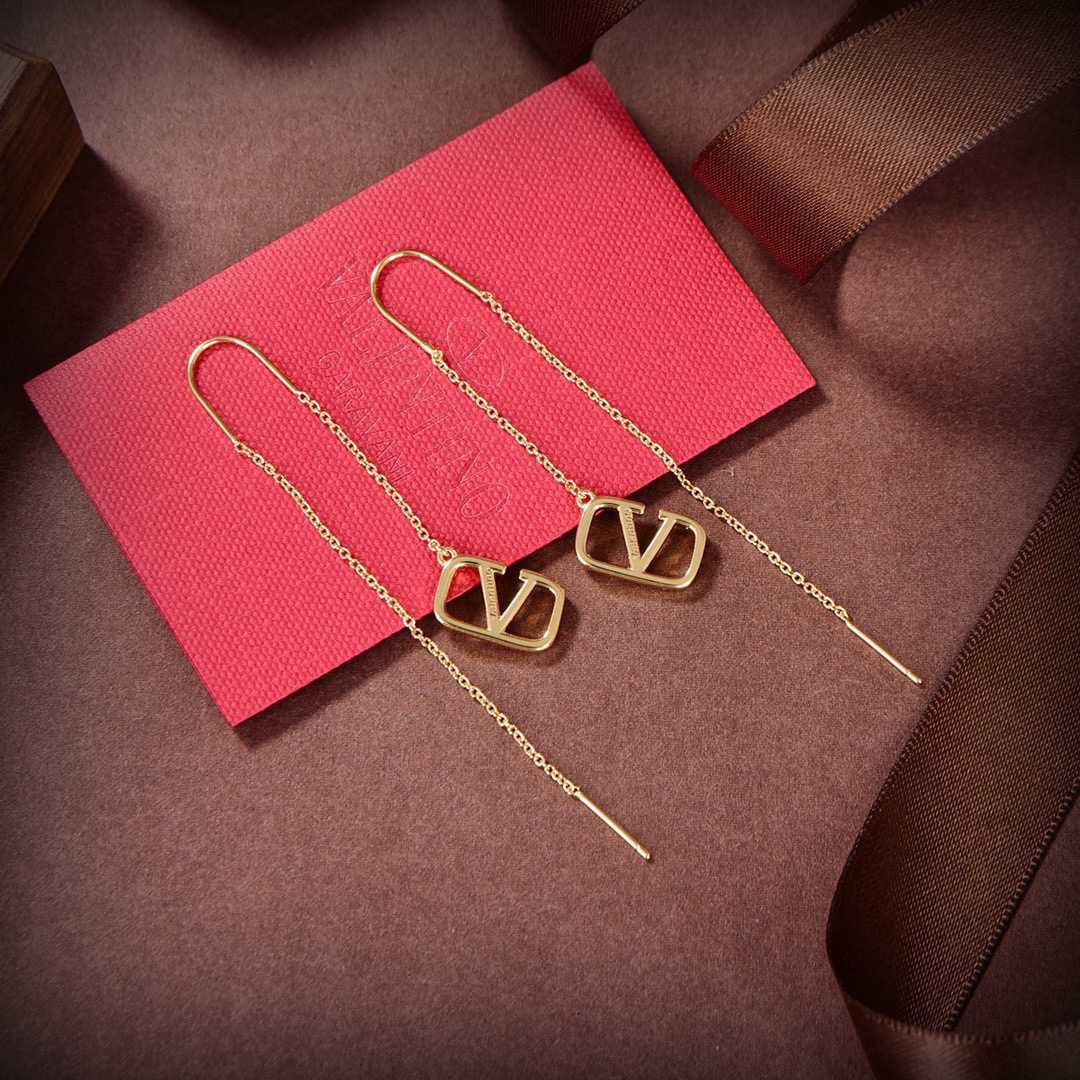 Valenti Gold Garavani VLogo Dangle Earrings - FashionPlug