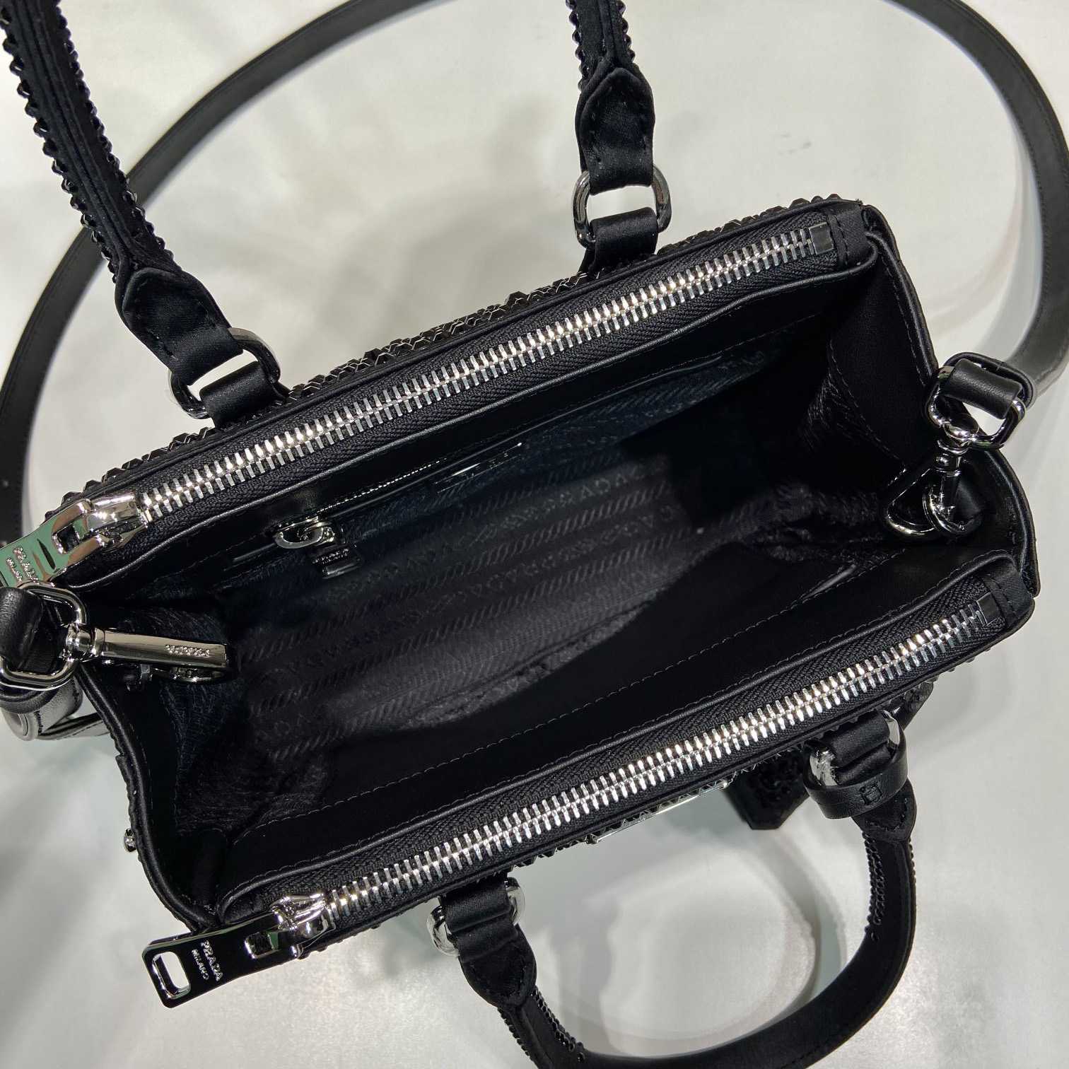 Prada Galleria Satin Mini-bag With Crystals - FashionPlug