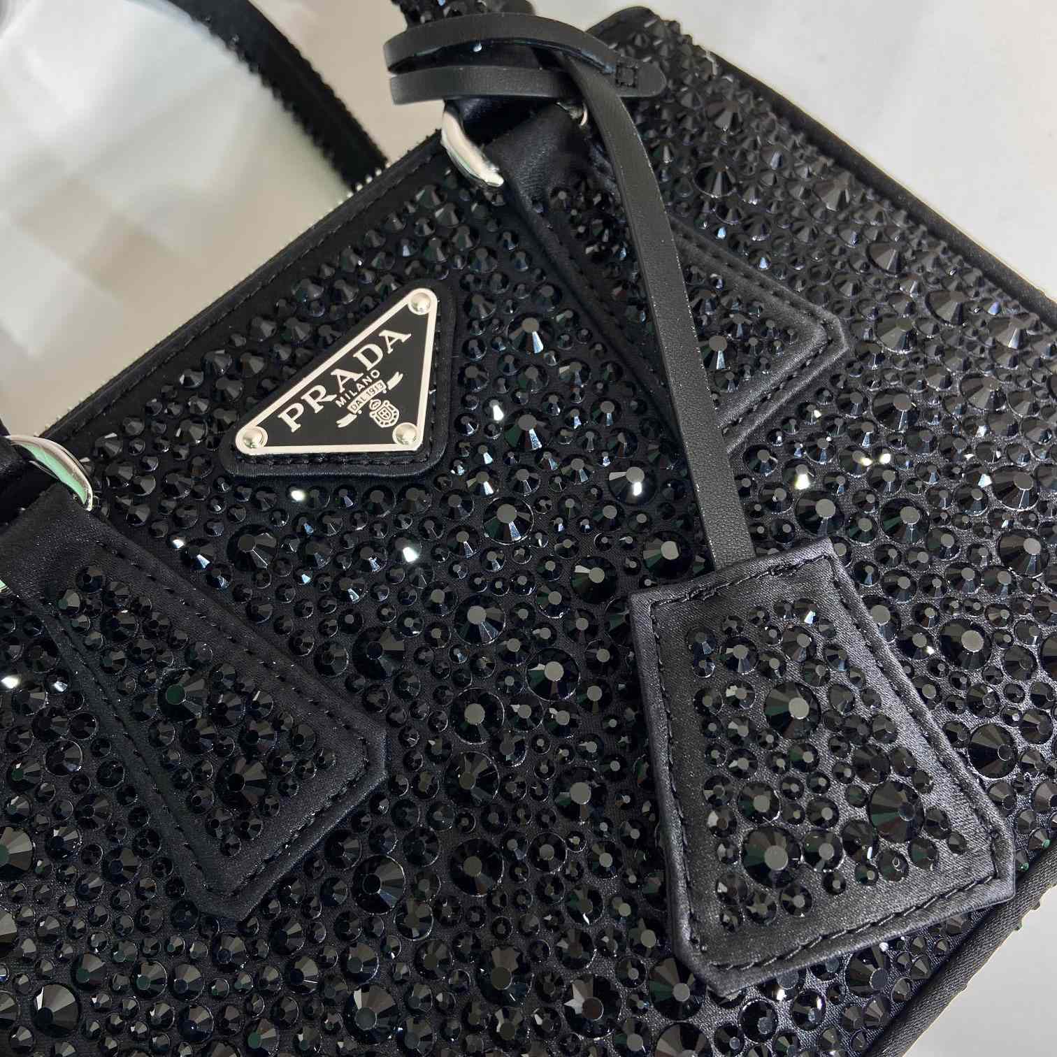 Prada Galleria Satin Mini-bag With Crystals - FashionPlug