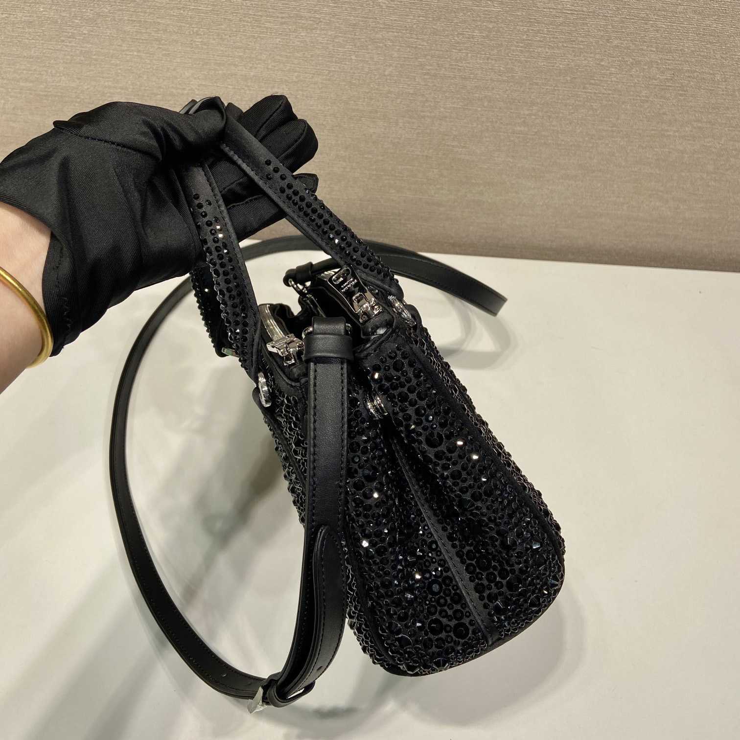 Prada Galleria Satin Mini-bag With Crystals - FashionPlug
