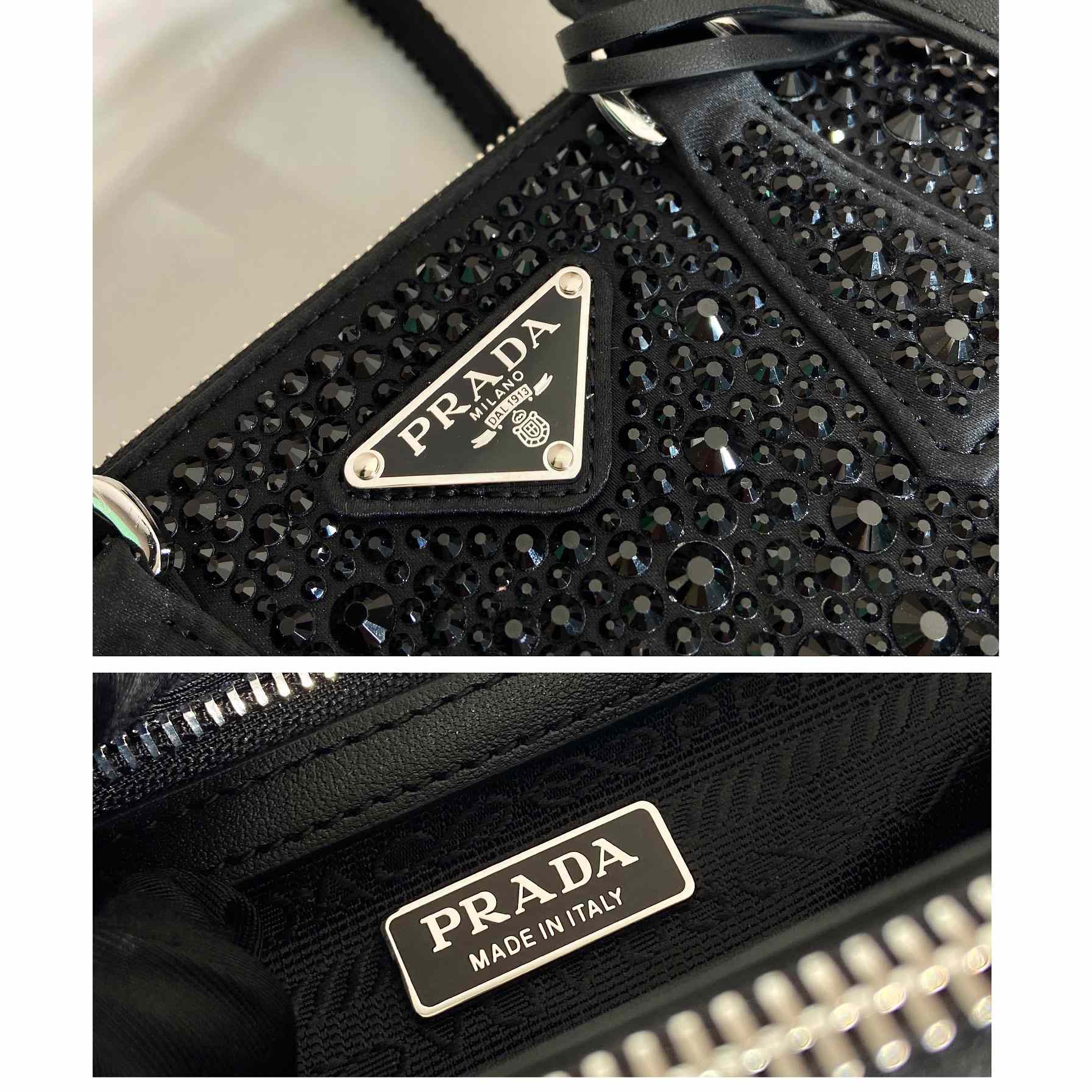 Prada Galleria Satin Mini-bag With Crystals - FashionPlug