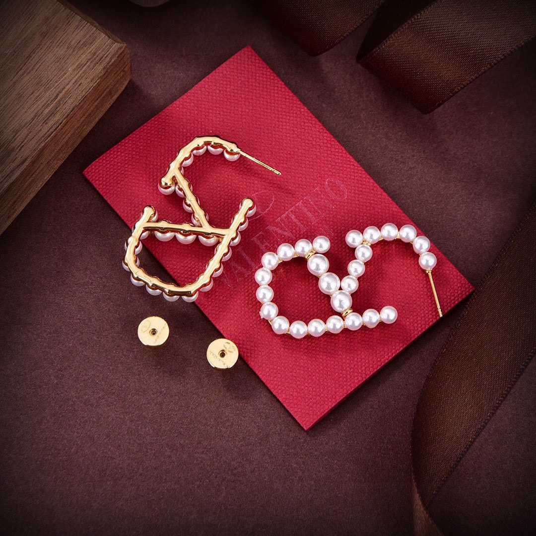 Valenti Garavani VLogo Signature Pearlescent Earrings - FashionPlug