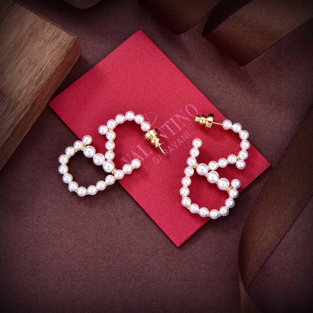 Valenti Garavani VLogo Signature Pearlescent Earrings - FashionPlug