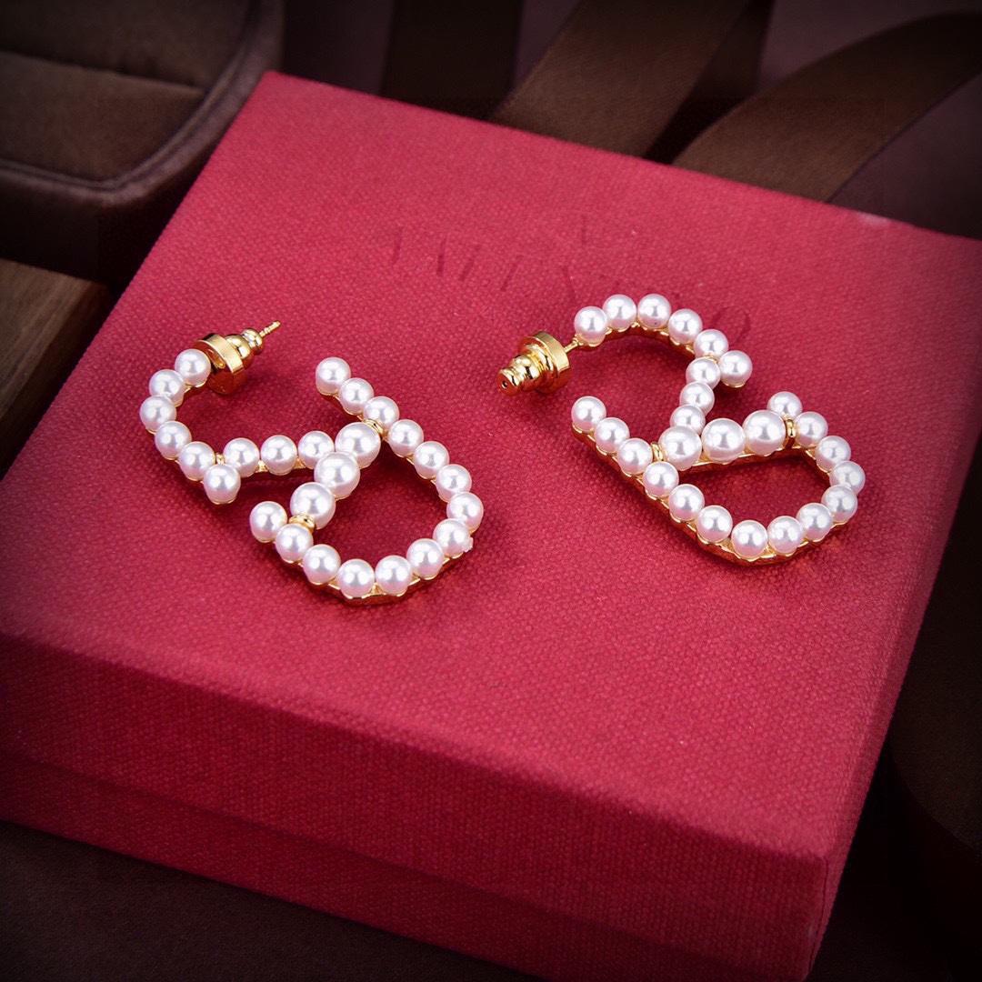 Valenti Garavani VLogo Signature Pearlescent Earrings - FashionPlug