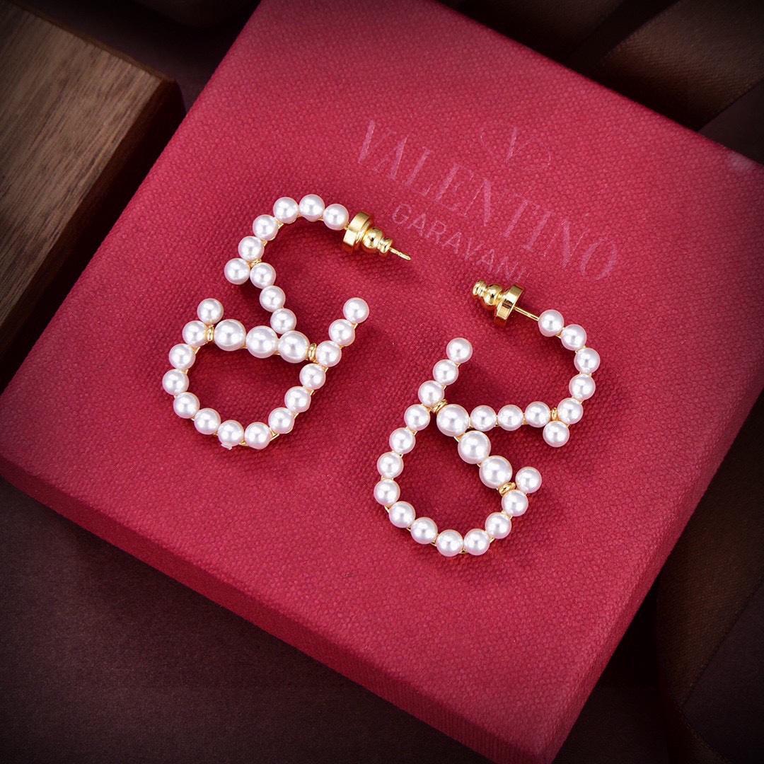 Valenti Garavani VLogo Signature Pearlescent Earrings - FashionPlug