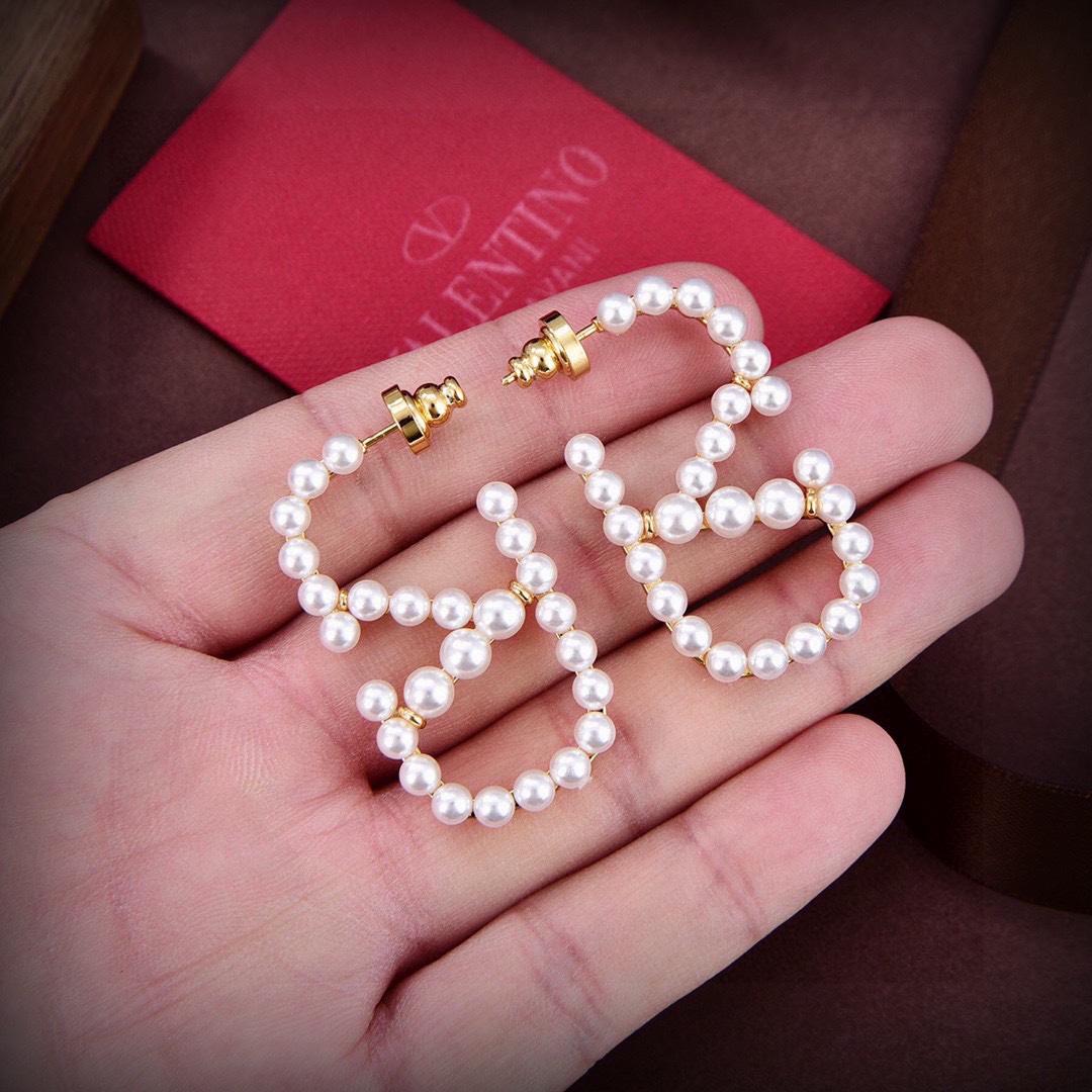 Valenti Garavani VLogo Signature Pearlescent Earrings - FashionPlug