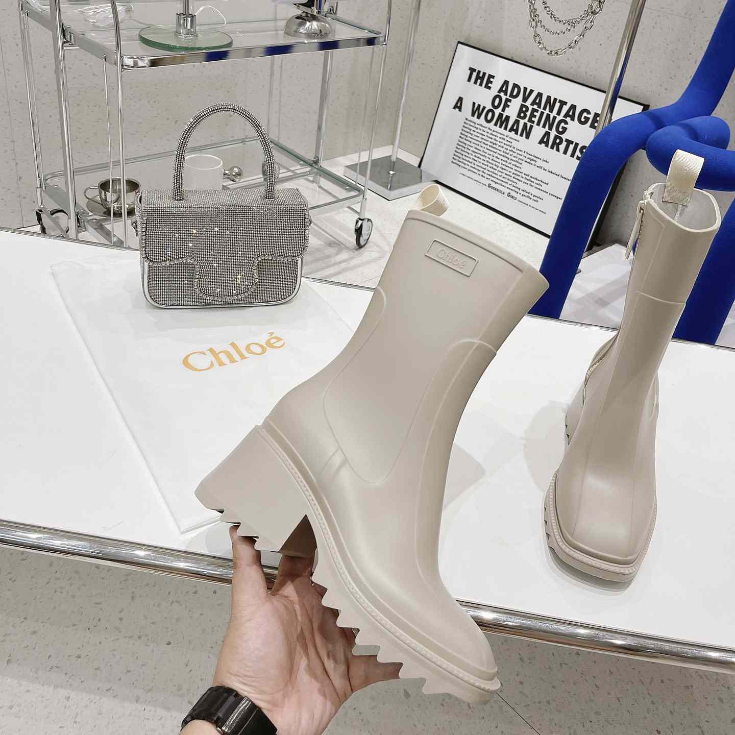 Chloe Debossed-logo Chunky Boots - FashionPlug