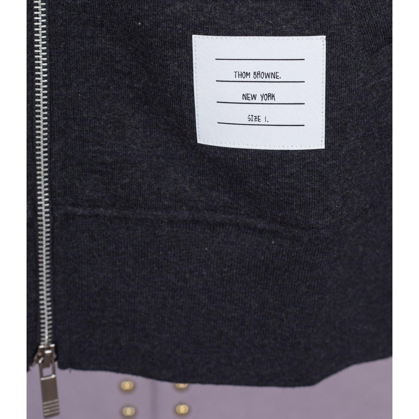 Thom Browne 4-Bar Zip-Up Cotton Hoodie - FashionPlug