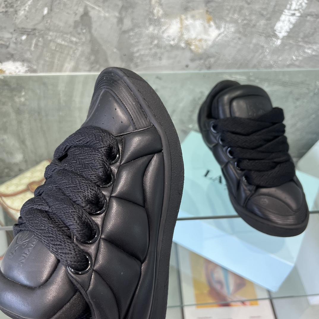 Lanvin Leather Curb XL Sneakers - FashionPlug