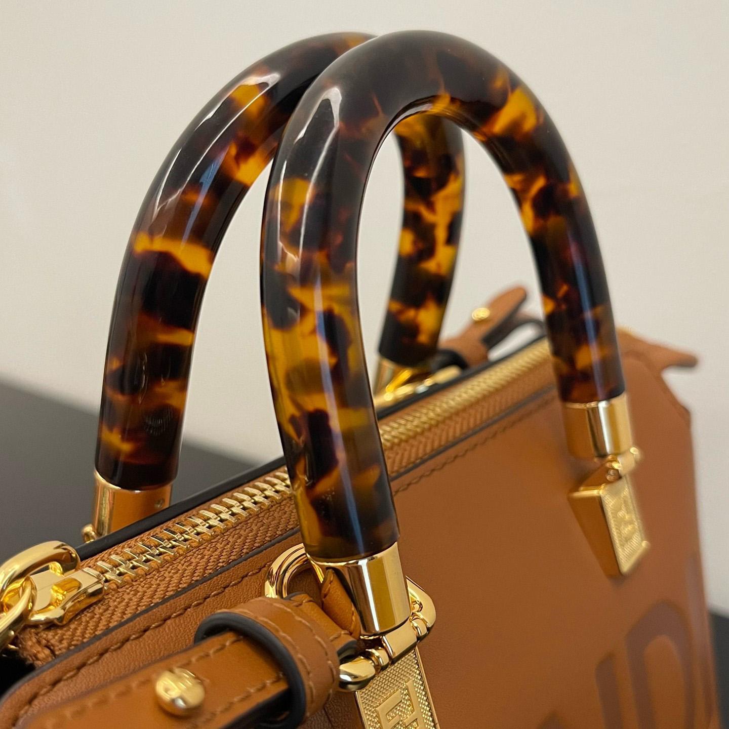 Fendi By The Way Mini Small Brown Leather Boston Bag  - FashionPlug