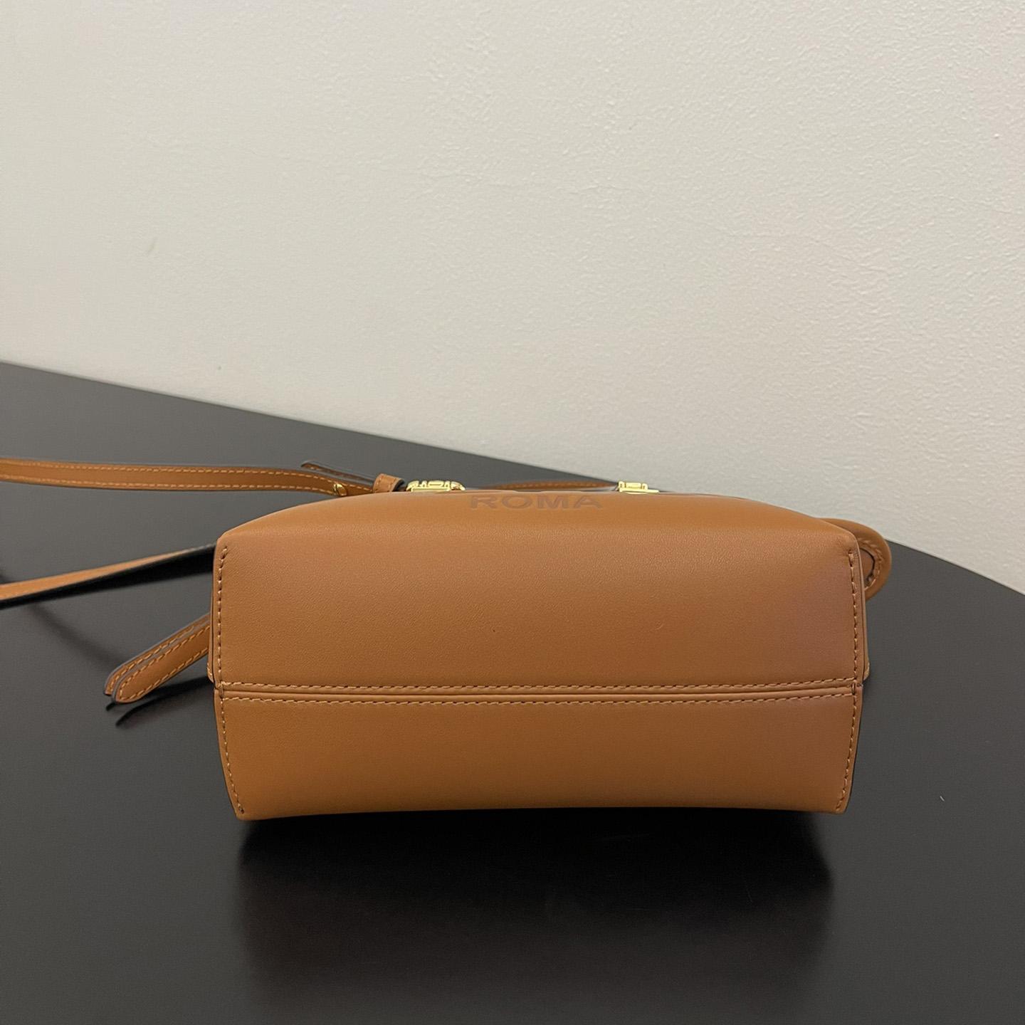 Fendi By The Way Mini Small Brown Leather Boston Bag  - FashionPlug