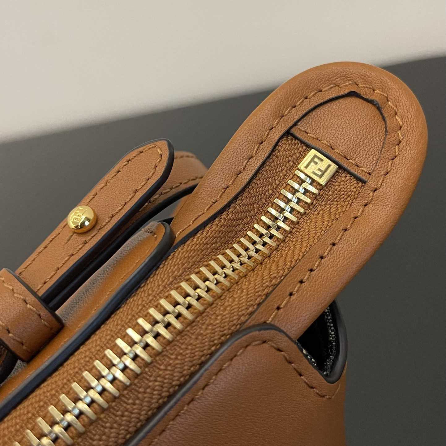 Fendi By The Way Mini Small Brown Leather Boston Bag  - FashionPlug