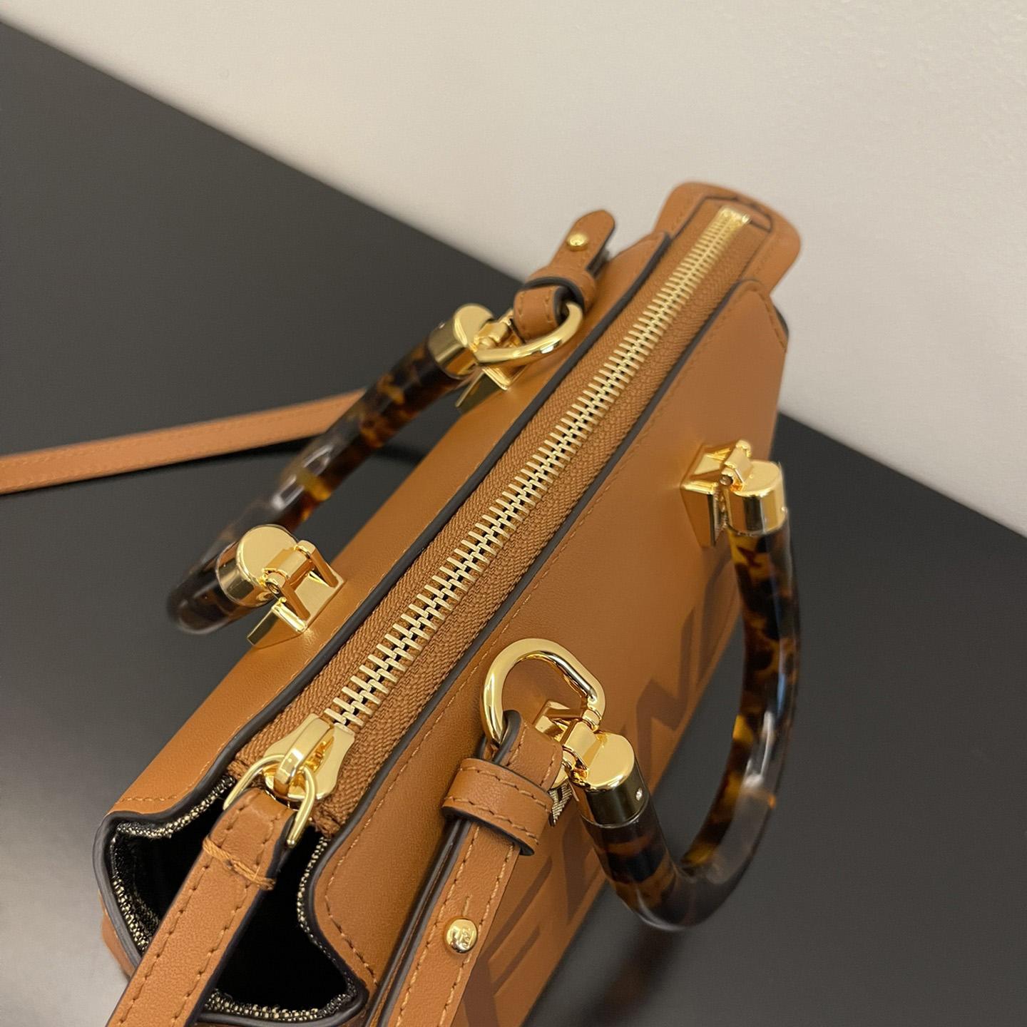 Fendi By The Way Mini Small Brown Leather Boston Bag  - FashionPlug