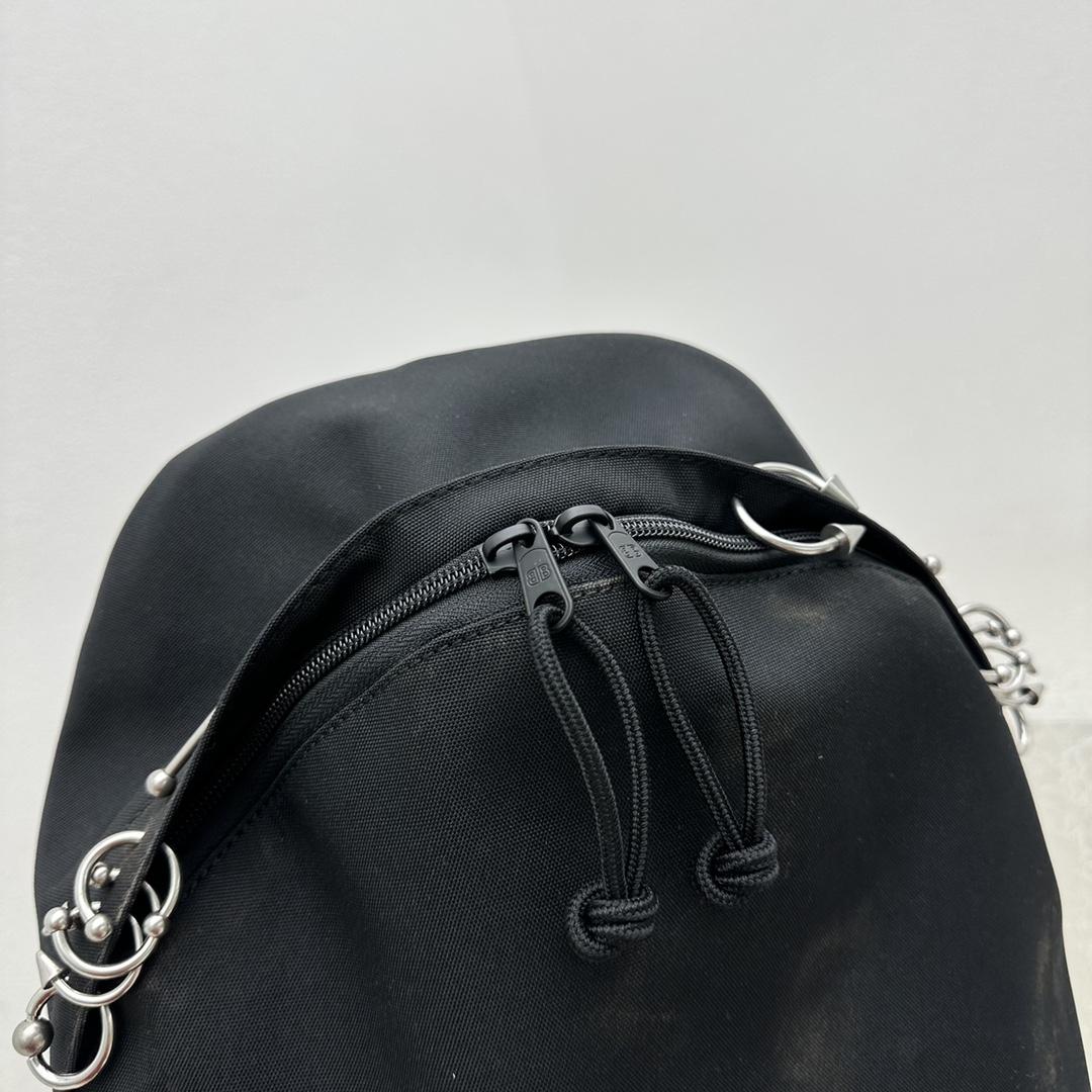 Balenciaga Explorer Backpack With Piercings In Black - FashionPlug