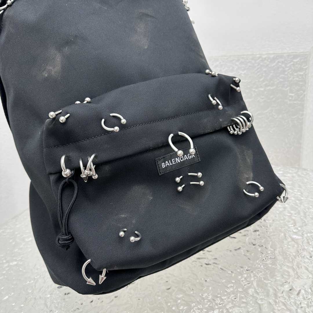 Balenciaga Explorer Backpack With Piercings In Black - FashionPlug