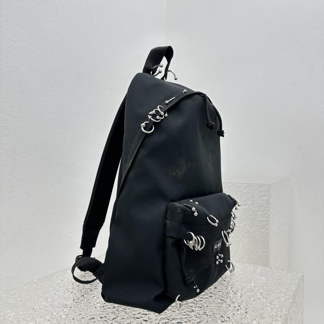 Balenciaga Explorer Backpack With Piercings In Black - FashionPlug