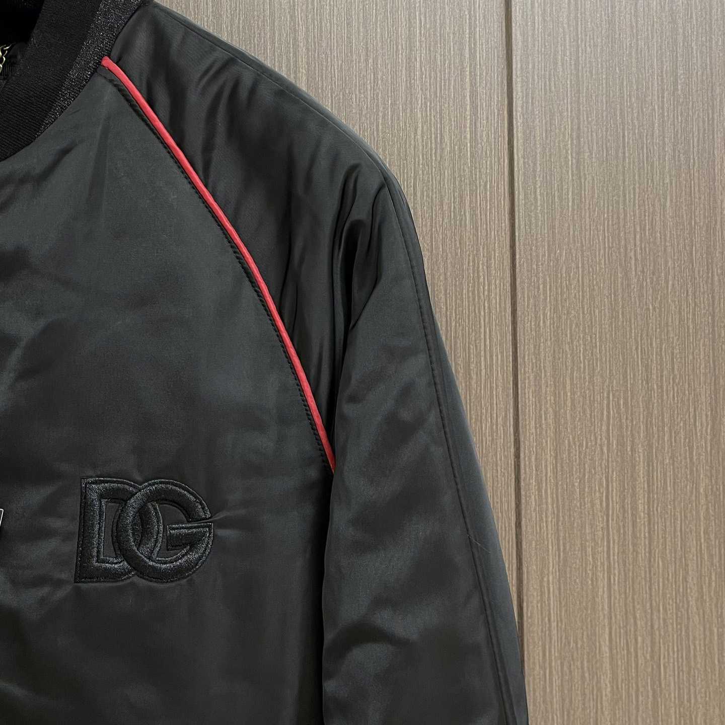 Dolce & Gabbana Satin Jacket With Embroidered Dg Patch - FashionPlug