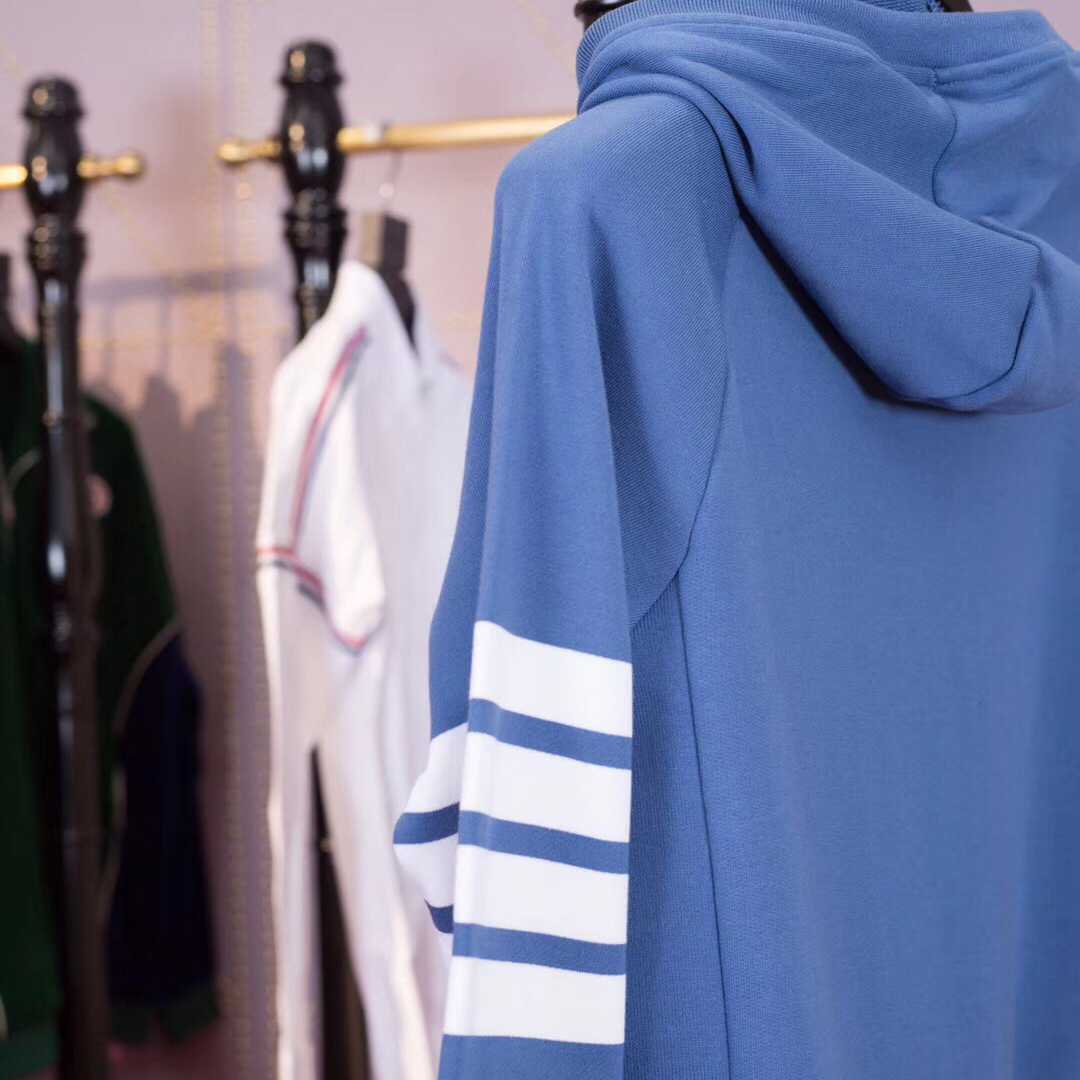 Thom Browne 4-Bar Zip-Up Cotton Hoodie - FashionPlug